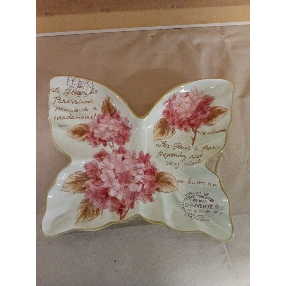 Morning Bloom Ceramic Butterfly Trinket Dish